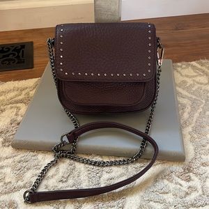 Rebecca Minkoff maroon studded leather crossbody bag